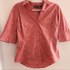 NEW YORK AND COMPANY POLKA DOT BUTTON UP B…